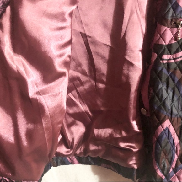 Silk-land Jacket Sz XL Silk Purple Button Down Trucker Quilted Warm Winter - Picture 11 of 15